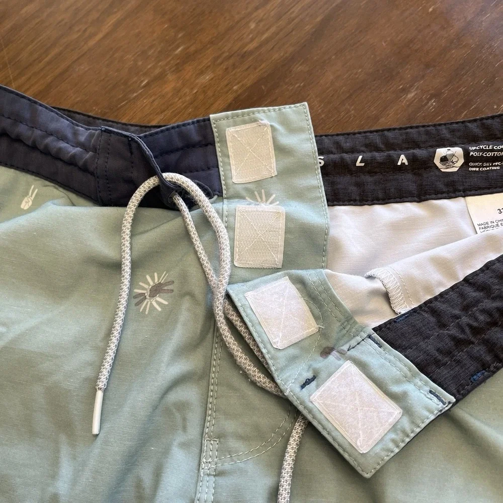 Vissla Board Shorts Mens 33 Seafoam Green Upcycle Coconut Drawstring Swim Trunks